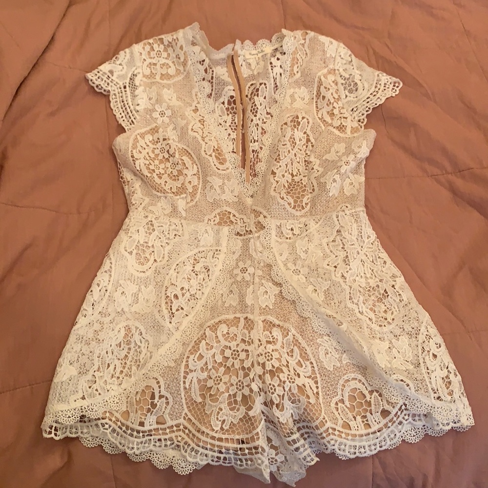 Honey Bella White Lace Romper